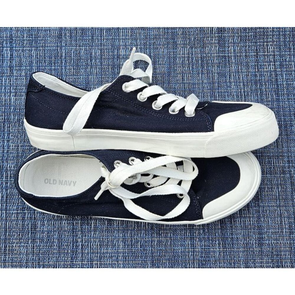OLD NAVY - navy blue lace up canvas platform sneakers - size 9 - Picture 3 of 9